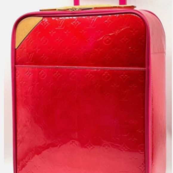 Louis Vuitton Pegase Red Patent 45 Leather Travel Bag Authentic Rolling bag - Picture 5 of 5